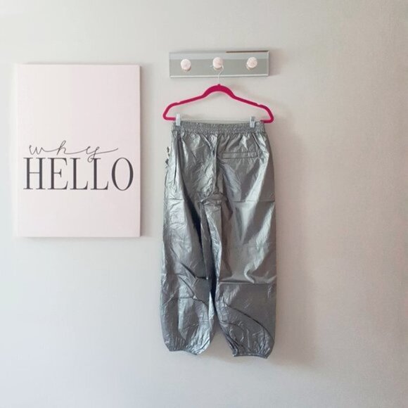 NWT Free People pewter metallic shine activewear track pants, S - Picture 13 of 14